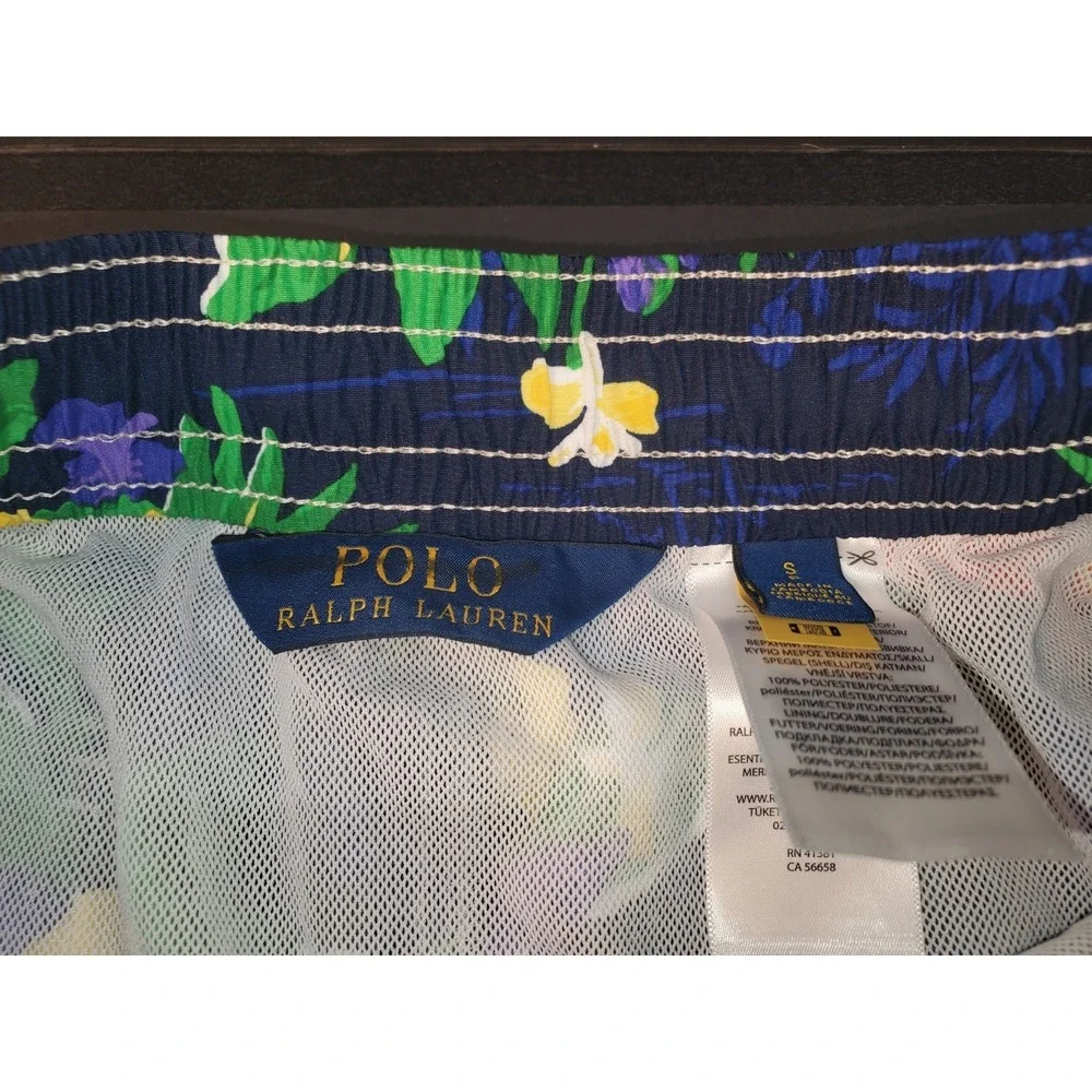Polo Ralph Lauren‎ Mens Traveler Swim Shorts Blue Tropical Flower Size S